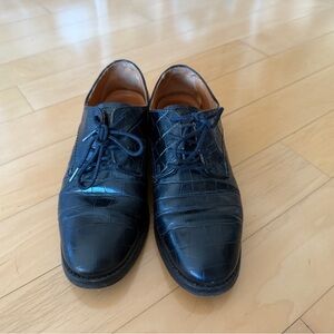 & Other Stories Black Croc-Embossed Women's Oxfords